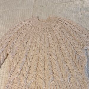 Sezane Cream Cable Knit Sweater 100% wool